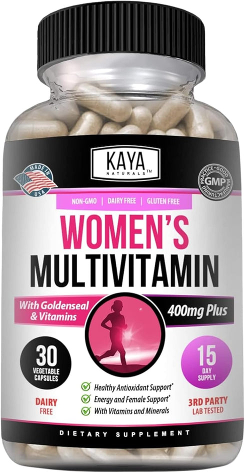Kaya Naturals Women's Multivitamin, Antioxidant, Immune Support, Vitamins A, D, C, E, Biotin, & Multi-Mineral, 30 Count