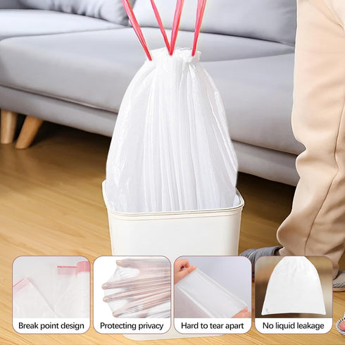 120 Count 8 Gallon Plastic Trash Bags, Black Drawstring Thick Garbage Bags for Office, Kitchen, Home