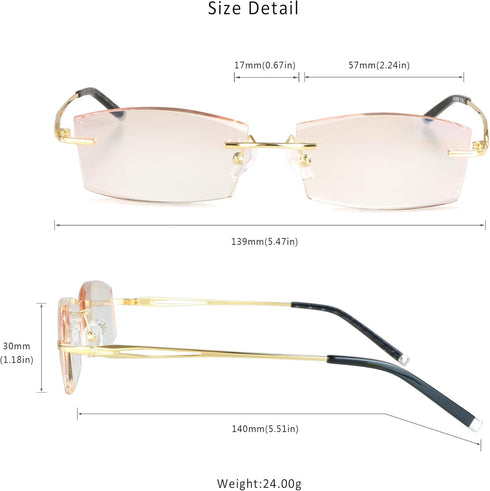 LifeArt Blue Light Blocking Glasses, Anti Blue Rays, Stylish Rimless Frame for Men and Women