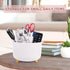 360 Rotating Makeup Organizer, 5 Slot Makeup Brush Holder, Spinning Cosmetic Organizer for Bedroom (White)