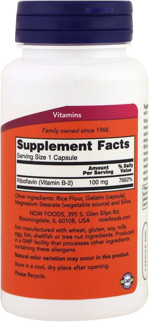 NOW Foods Now Foods, (2 Pack) B-2, 100 mg, 100 Capsules