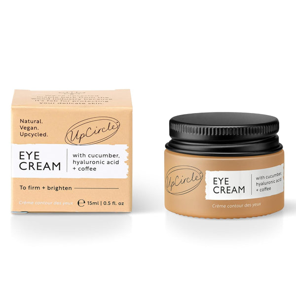 UPCIRCLE Eye Cream with Coffee and Hyaluronic Acid, 0.5 FL OZ for Dark Circles, Puffiness + Wrinkles, Natural, Vegan