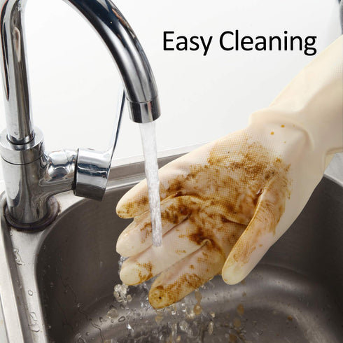 BOOMJOY Heavy Duty Nitrile Cleaning Gloves, Reusable Medium Dishwashing Gloves for Kitchen, Bathroom, Pet Care - White,