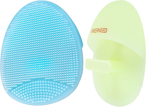 INNERNEED Soft Silicone Facial Cleansing Brush Manual Face Scrubber for Sensitive Skin, Pack of 2, Exfoliating Massage