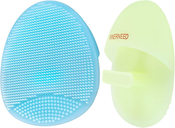 INNERNEED Soft Silicone Facial Cleansing Brush Manual Face Scrubber for Sensitive Skin, Pack of 2, Exfoliating Massage