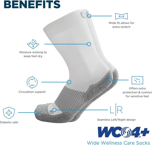 WC4 OrthoSleeve Wide Diabetic & Neuropathy Compression Socks, Non-Binding for Men & Women, Improve Circulation & Edema