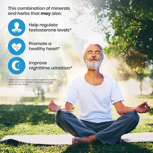 Prostate Health Supplements for Men with Pygeum, Pumpkin Seed Oil, and Saw Palmetto, 60 Veggie Caps