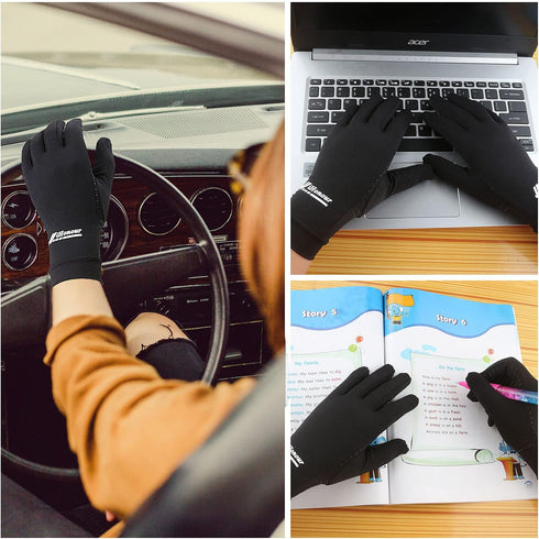 2-Pairs Copper Full Finger Compression Gloves, Arthritis Gloves for Women & Men, Pain Relief Support (Medium Pack of 2)