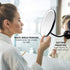 OVENTE 9'' Rechargeable Lighted Wall Mount Makeup Mirror, 1X Magnifying with 10X Mini Magnetic, Dimmable (Black)