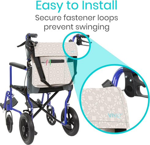 Vive XL Wheelchair Bag - Waterproof, Scratch-Resistant, Double-Stitched, Machine Washable Accessory for Adults, 15