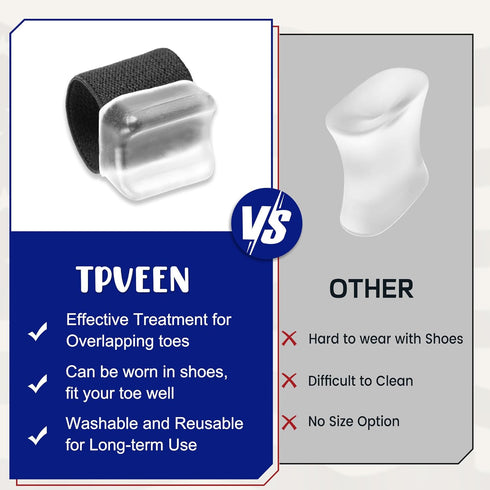 TPVEEN Orthopedic Gel Toe Separators for Overlapping Toes,Big Toe Spacers for Hallux Valgus Corrector with Shock