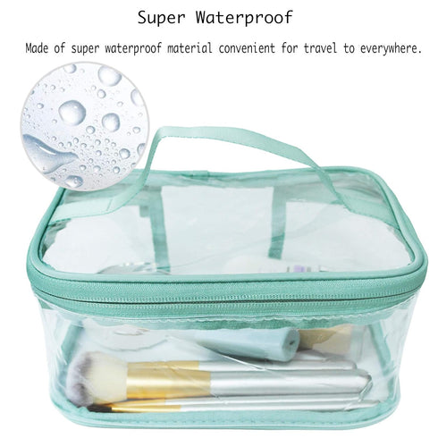 Portable Waterproof Transparent Green Toiletry Bag - Makeup Cosmetic Travel Storage Clear Bag