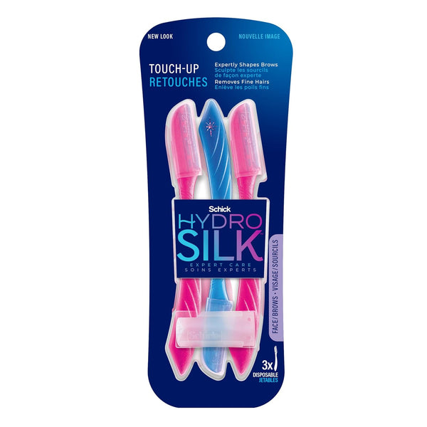 Schick Hydro Silk Touch-Up Dermaplaning Tool, 3ct, Precision Cover, Face Razors for Women, Peach Fuzz Remover