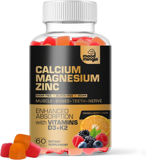 Calcium Magnesium Zinc Supplement Gummies for Kids, Toddlers & Adults - Enhanced Absorption with Vitamin D3 & K2 -