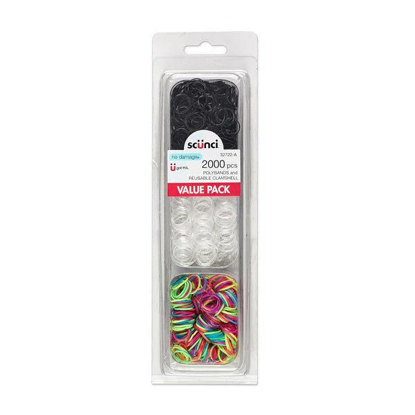 Scunci by Conair Hair Ties - Clear Hair Elastics - Hair Accessories for Women - Black, Clear & Multi Color - 2000 Count