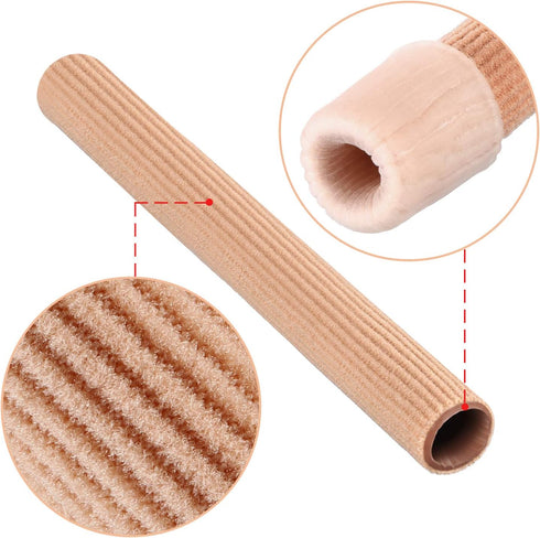 Hestya Open Gel Finger Toe Tubes - 6 Pcs Fabric Gel Lined Cushion Sleeve Protector for Bunion