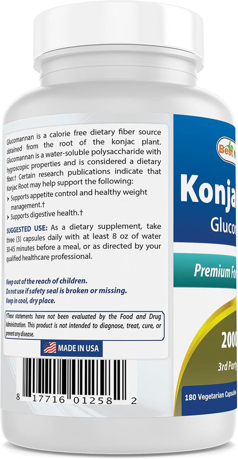 Best Naturals Konjac Root 2000mg - 180 Count