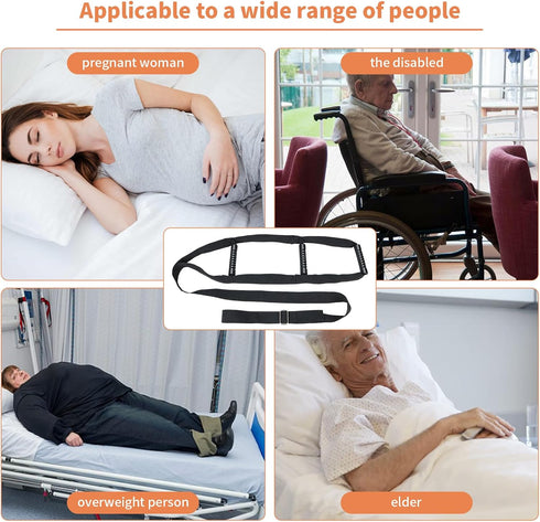 Munzong Bed Ladder Assist Black Pull Up - Sit Up Assist Device, Assistive Bedside Straps with Handle Strap, Portable