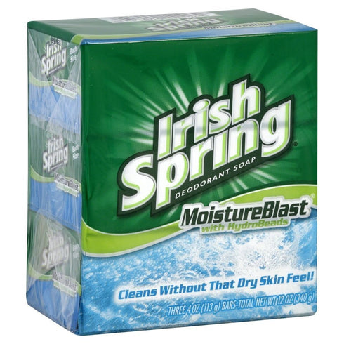 Irish Spring Moisture Blast Deodorant Soap, 4 oz, 3 Pack