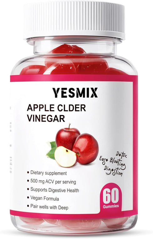 YESMIX Gummies B12 Gummies 60 Count Apple Cider Vinegar - with Vitamin - Non-GMO - Gluten-Free - Apple Flavor