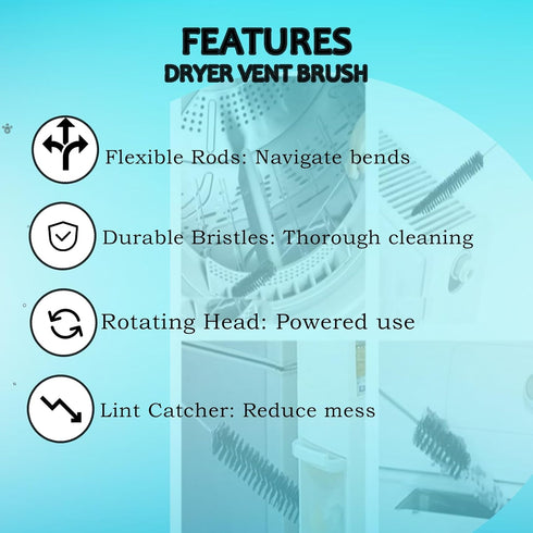 Clothes Dryer Lint Vent Trap Cleaner Brush, Gas Electric Fire Prevention Exhaust (1 Pack)