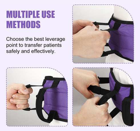Rhino Valley Gait Belt for Senior, 59" Anti-Slip with 7 Handles, Medical Transfer Belt with Quick Release Buckle,