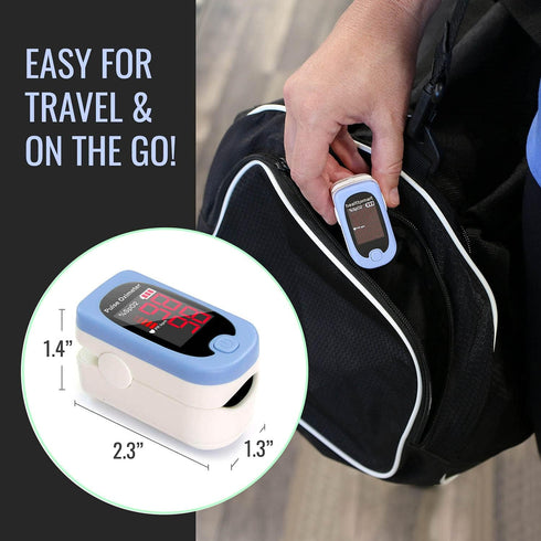 HealthSmart Pulse Oximeter for Fingertip, Displays Blood Oxygen Saturation, Pulse Rate with LED Display, Batteries