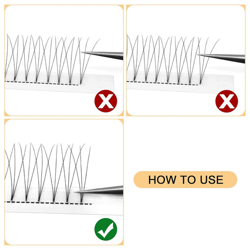 QUEWEL Premade Lash Fans, 3D Eyelash Extensions C/D Curl Pre Made Fans, 3D 0.10C MIX8-15