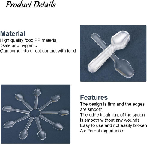 500Pcs Disposable Clear Mini Plastic Spoons, Tiny Dessert Spoons, Ice Cream Spoons, Serving Utensils for Crafts