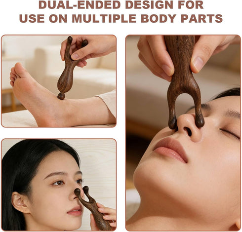 KINTEGOOD Sandalwood Nose Gua Sha Tool, Natural Wooden Multifunctional Meridians Acupoint Massage Tool for Eyes, Face