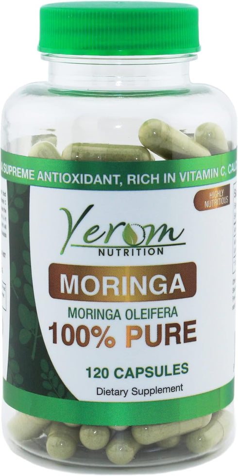 Pure Moringa Capsules - 800mg High Potency Natural Supplement for Energy, Immune Support, 120 Capsules