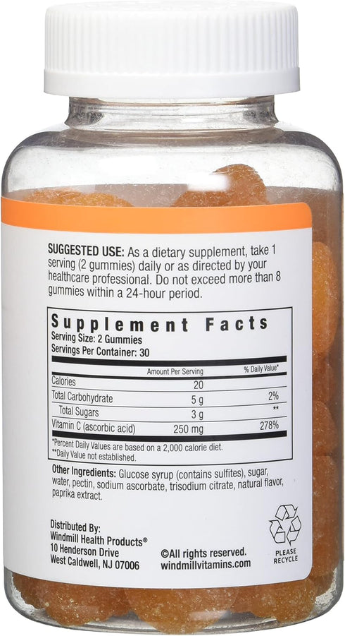 NutritionWorks Vitamin C 250 mg Gummies, Supports Immune Health, Packed with Potent Antioxidants, 60 Gummies