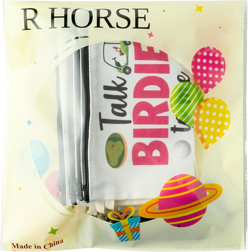 R HORSE 9Pcs Golf Makeup Bag Gifts for Women, Canvas Toiletry Bag Organizer for Golf Fans