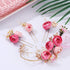 Lurrose 4pcs Clip Decorations for Hairpins, Rhinestone Floral Headwear, Pink Crystal Gold Clips for Women