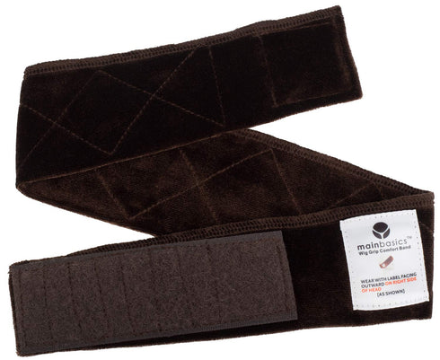 MainBasics Wig Grip Band for Keeping Wigs in Place - Adjustable Velvet Headband (Brown)
