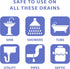 SANI 360° Drain Cleaner and Deodorizer, 48 Count, Lemon Scent Enzyme Pipe Cleaners, Safe for Sinks