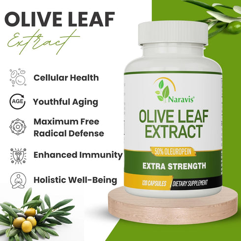 Olive Leaf Extract, 4-Month Supply, 50% Oleuropein Highest Concentration