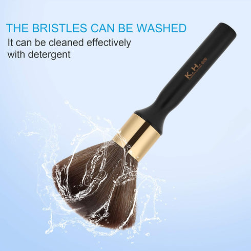 Professional Barber Neck Hair Duster Brush, Ultra Soft Gentle Fiber with Wooden Handle, Large Hair Cutting Brush, Black
