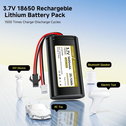 Palowextra 2 Pack 3.7V 5600mAh Pack SM2.0 PH2.0 2P Lithium ion Rechargeable Battery with Connector Plug for DIY