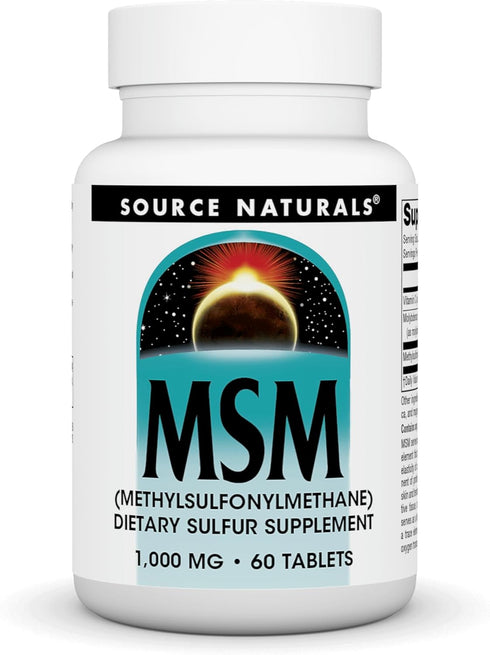 Source Naturals MSM (methylsulfonylmethane), Dietary Sulfur Supplement, 1,000 MG, 60 Tablets