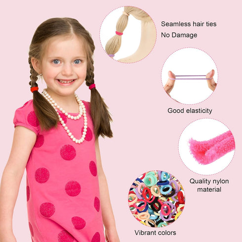 150 Pack Baby Hair Ties for Toddlers - Soft No Damage Seamless Elastic Ponytail Holders Hair Accessories Gift