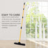 Pet Hair Removal Push Broom with Squeegee, Soft Silicone Bristle, Long Handle, Non-Scratch Carpet Sweeper Brush (Orange)