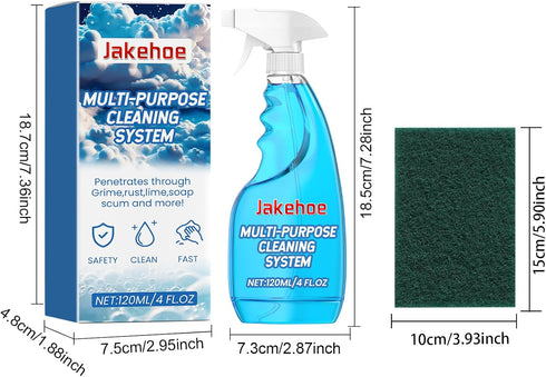 JAKEHOE 4 oz, Multi-Purpose Cleaning System with Spray Bottle and Scrub Pad, fl Gentle Formula
