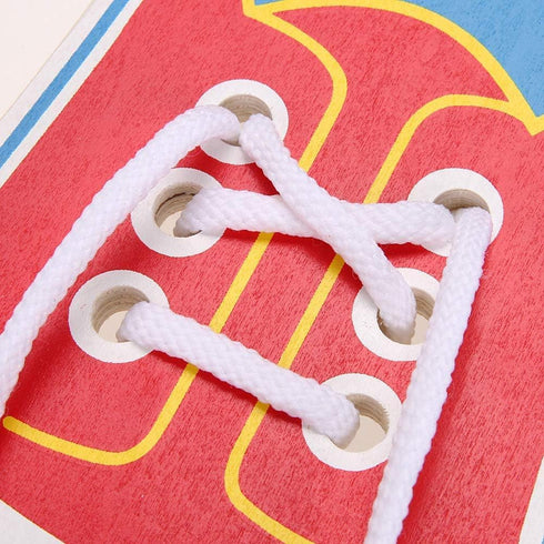 WLngtv Wooden Threading Shoes Training Board, Learn to Tie Laces, Wooden Learn to Tie Your Own Shoes Threading Lacing