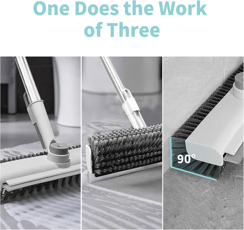 Floor Scrub Brush with Long Handle, 3 in 1 Heavy-Duty Stiff Bristle Scrubber Brush for Cleaning Shower, Bathroom,