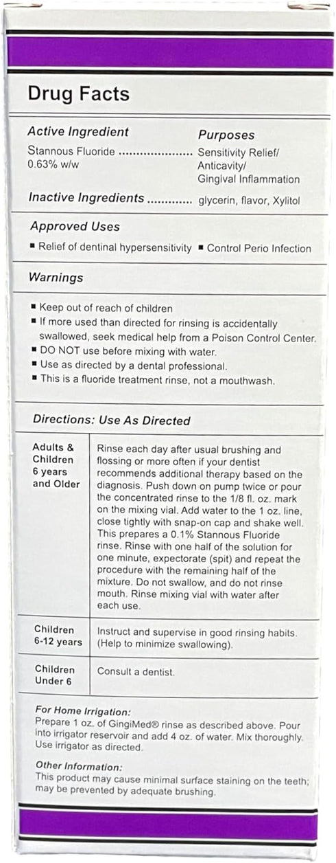 GingiMed .63% Stannous Fluoride Mouthwash with Xylitol, Alcohol-Free Fluoride Mouth Rinse for Periodontal Disease