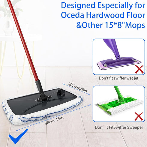 SavStor 10 Pack 15x8 Inch Microfiber Mop Pads Covers Replacement Compatible with Oceda,Terry Cloth Mop Refills Pads