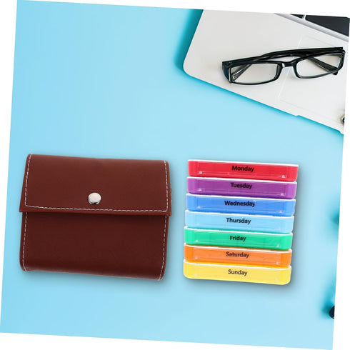 HAKIDZEL Weekly Portable Medicine Dispenser Organizer with Compartments and Storage Bag Lightweight PP Plastic Pill