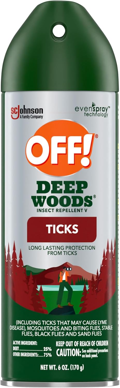OFF! Deep Woods Insect Repellent Aerosol, Bug Spray with Long Lasting Protection from Ticks and Listed Bugs, 6 oz