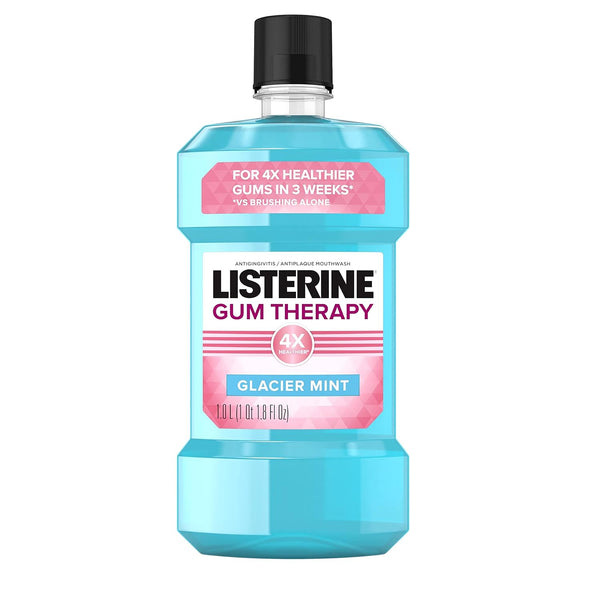 Listerine Gum Therapy Mouthwash, Antiplaque & Anti-Gingivitis Oral Rinse, Glacier Mint, 1 L